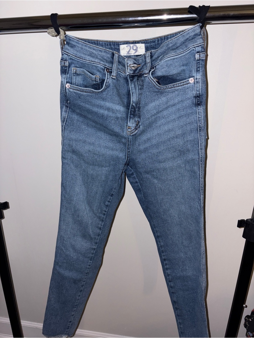 Free People Medium Wash High Rise Crop Jeans Size 29